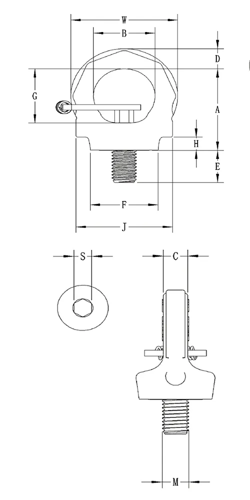 UNC Thread Key Eye Point (with Self Locking Plate), BLT103