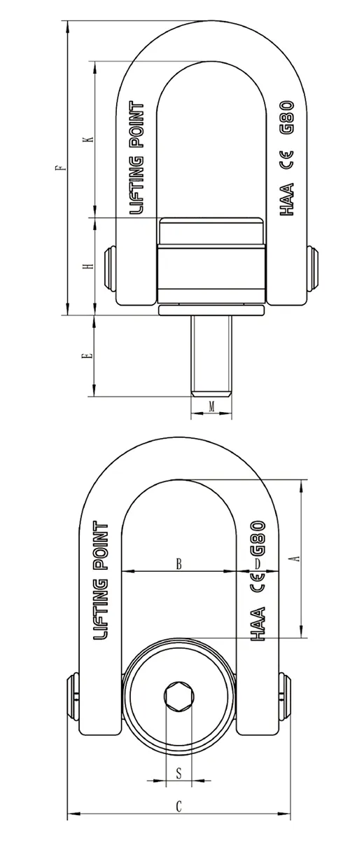 UNC Thread Swivel Hoist Ring, BLTS